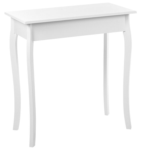 Konzolový stolík biely MDF drevené nohy 75 x 40 x 77 cm so zásuvkou nábytok do obývačky na chodbu francúzsky dizajn