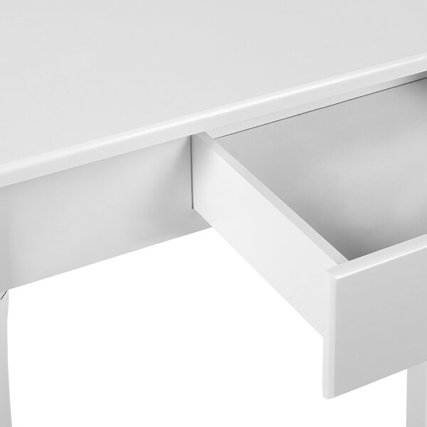 Konzolový stolík biely MDF drevené nohy 75 x 40 x 77 cm so zásuvkou nábytok do obývačky na chodbu francúzsky dizajn