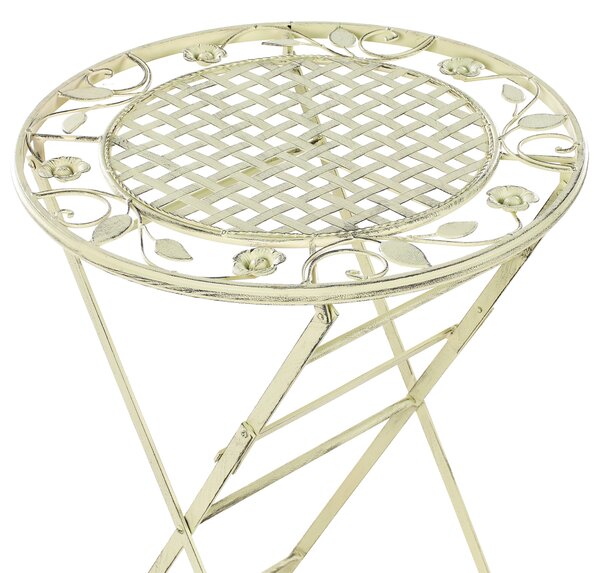 Záhradný barový stolík svetlozelený železný okrúhly 60 cm skladací UV odolný vintage francúzsky retro štýl