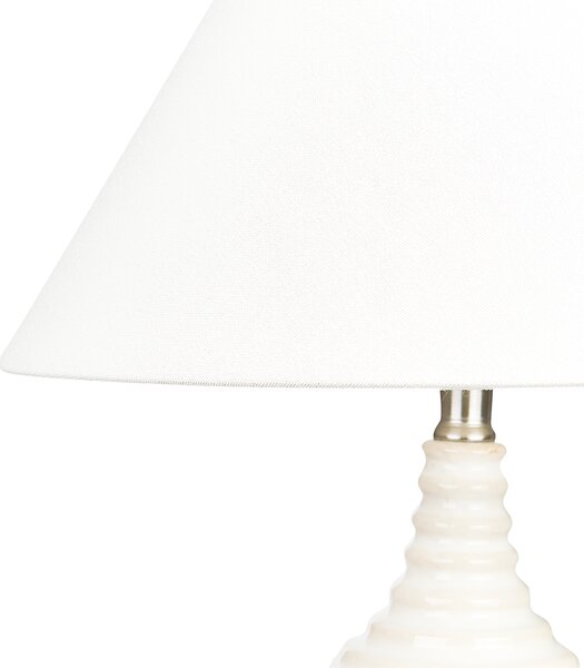 Stolná lampa krémová béžová keramický podstavec látkové tienidlo svietidlo na nočný stolík