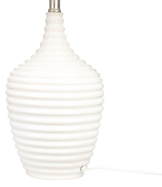 Stolná lampa krémová béžová keramický podstavec látkové tienidlo svietidlo na nočný stolík
