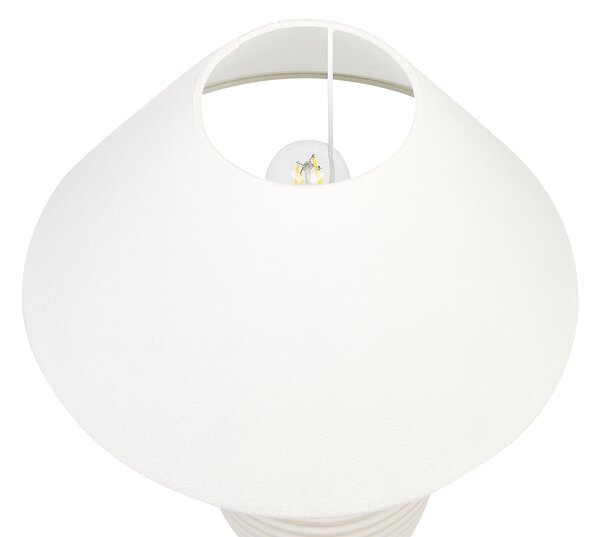 Stolná lampa krémová béžová keramický podstavec látkové tienidlo svietidlo na nočný stolík