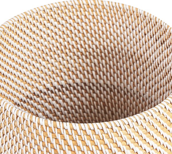 Kôš prírodný ratanový 40 cm úložný košík s vekom boho rustikálny bytový doplnok