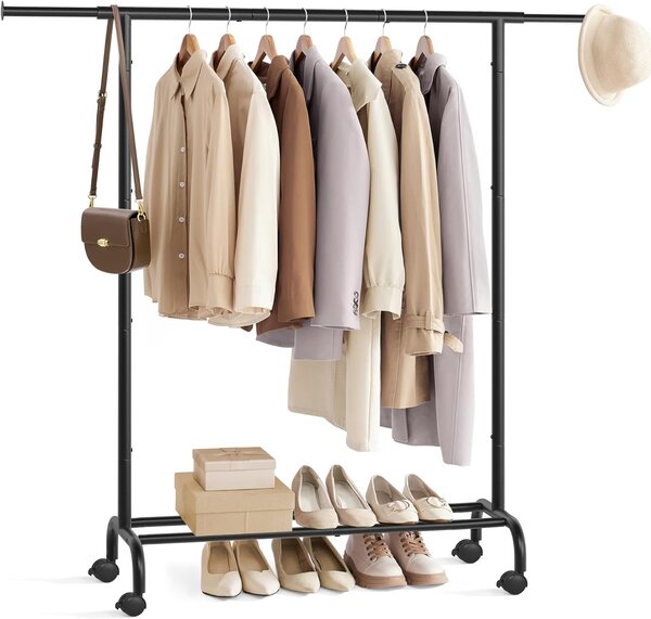 SONGMICS Pojazdný stojan na oblečenie Merino 83-120 cm čierny
