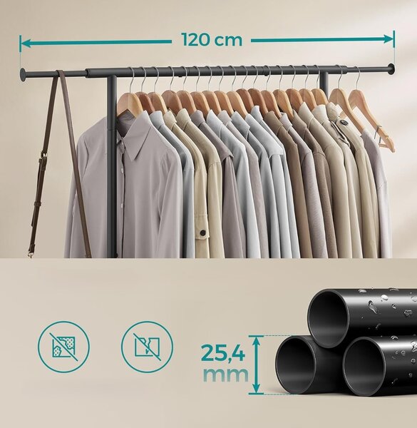 SONGMICS Pojazdný stojan na oblečenie Merino 83-120 cm čierny