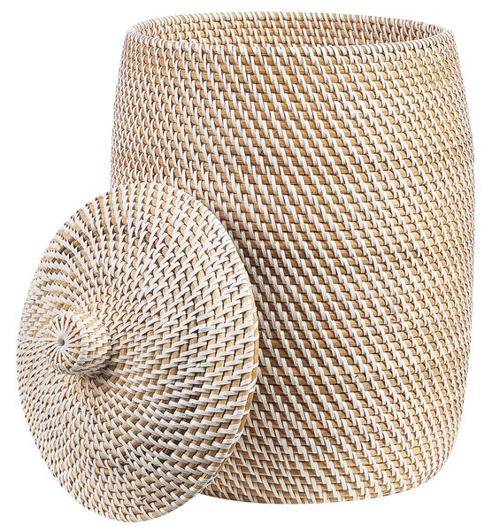 Kôš prírodný ratanový 40 cm úložný košík s vekom boho rustikálny bytový doplnok