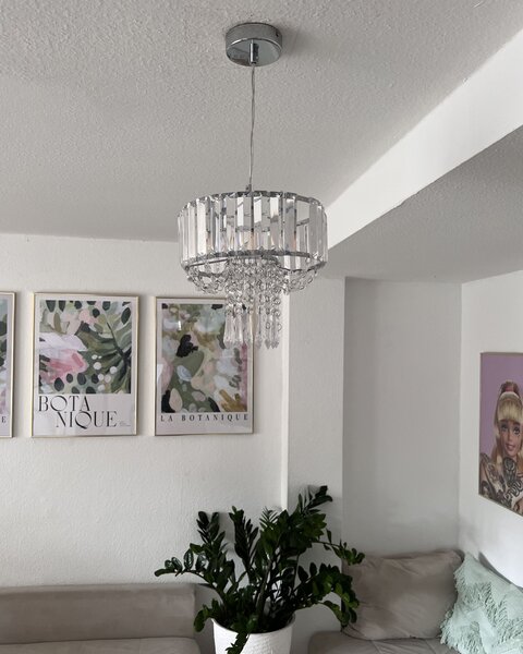 Stropné svetlo priesvitné s kovom 83 cm dekoratívne s krištáľovým leskom elegantné