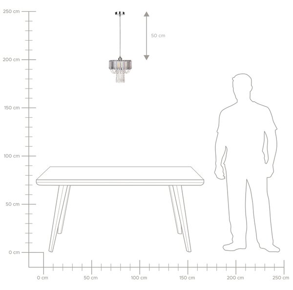 Stropné svetlo priesvitné s kovom 83 cm dekoratívne s krištáľovým leskom elegantné