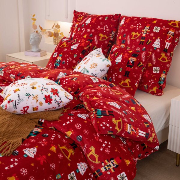 Posteľná bielizeň MERRY COZY NUT CRACKER červená Rozmer: 220x200 cm
