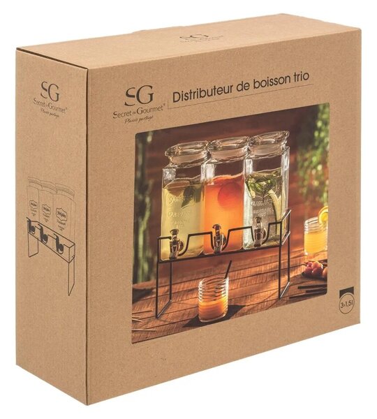 Sklenená nádoba na potraviny s kohútikom Gilbert 1,5l sada 3ks BT