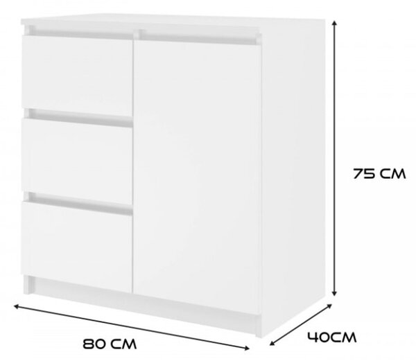 Komoda 1D3S - biela