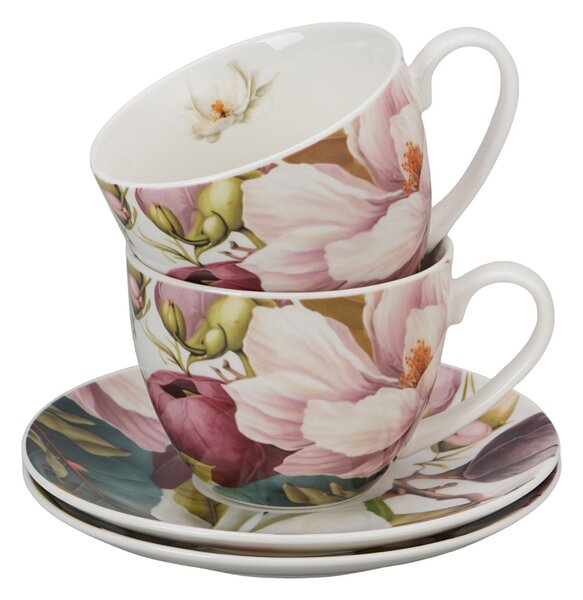 Porcelánová šálka s podšálkou Magnolie 270 ml sada 2ks