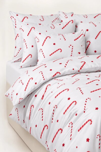 Vianočná posteľná bielizeň CANDYCANES saténová Rozmer: 100x135 cm