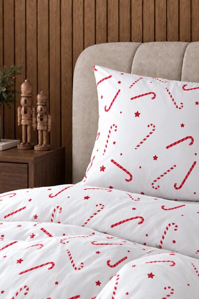 Vianočná posteľná bielizeň CANDYCANES saténová Rozmer: 100x135 cm