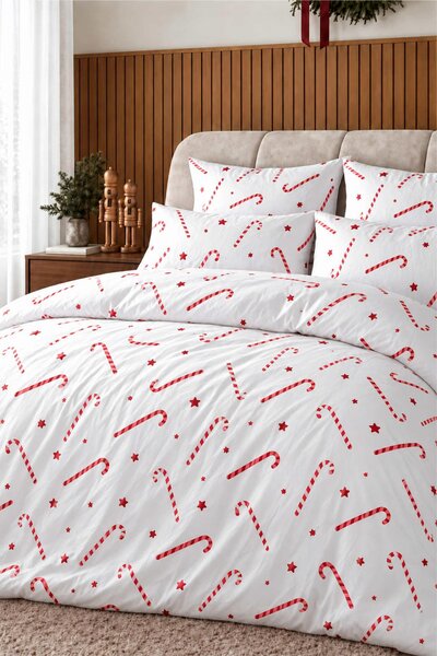 Vianočná posteľná bielizeň CANDYCANES saténová Rozmer: 100x135 cm