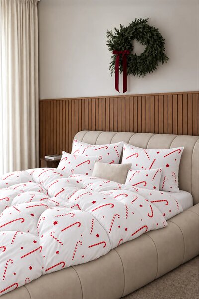 Vianočná posteľná bielizeň CANDYCANES saténová Rozmer: 100x135 cm