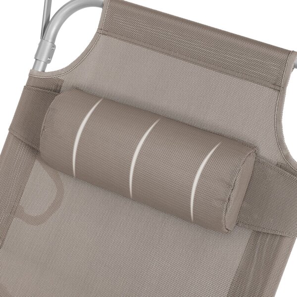 Záhradné lehátko LAGUNA s nastaviteľnou clonou, 193x59x30cm, hnedošedá (taupe) SongmicsHome