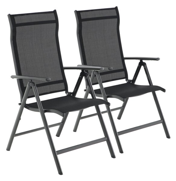 Záhradná stolička RIVIERA, set 2 ks, čierna SongmicsHome