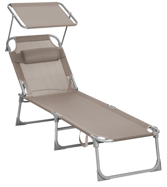 Záhradné lehátko LAGUNA s nastaviteľnou clonou, 193x59x30cm, hnedošedá (taupe) SongmicsHome