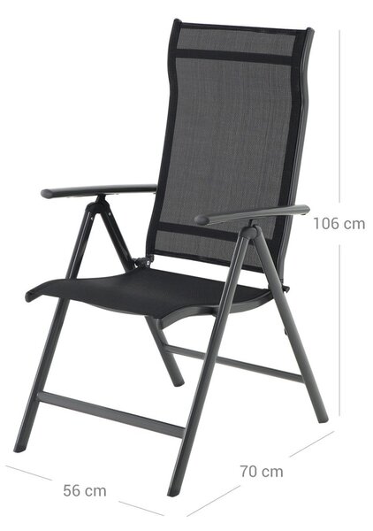 Záhradná stolička RIVIERA, set 2 ks, čierna SongmicsHome
