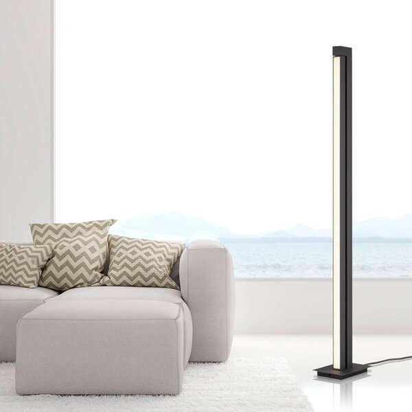 LED stojacia lampa PURE Lines, antracitová, diaľkové ovládanie, 140 cm, Hliník / sivá / zinok, Obývacia izba / jedáleň, kov, Moderný