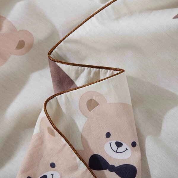 Bavlnená saténová posteľná bielizeň BEAR LIGHT béžová Rozmer: 200x200 cm