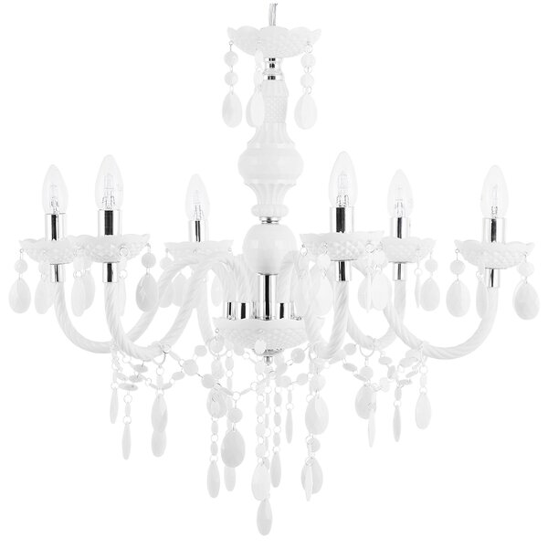Luster biely s kryštálmi 155 cm so 6 žiarovkami moderný glamour štýl obývačka jedáleň