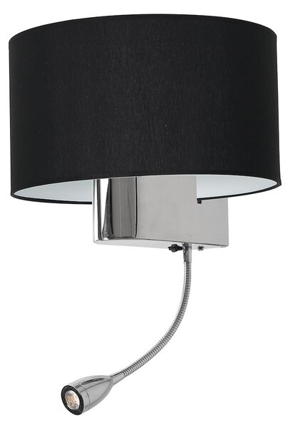 Nástenné svietidlo Napoli, 1x čierne textilné tienidlo + 1xLED 1w, ch