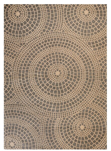 Koberec béžový a sivý jutový 160 x 230 cm obdĺžnikový s geometrickým vzorom s krátkym vlasom boho štýl spálňa obývacia izba
