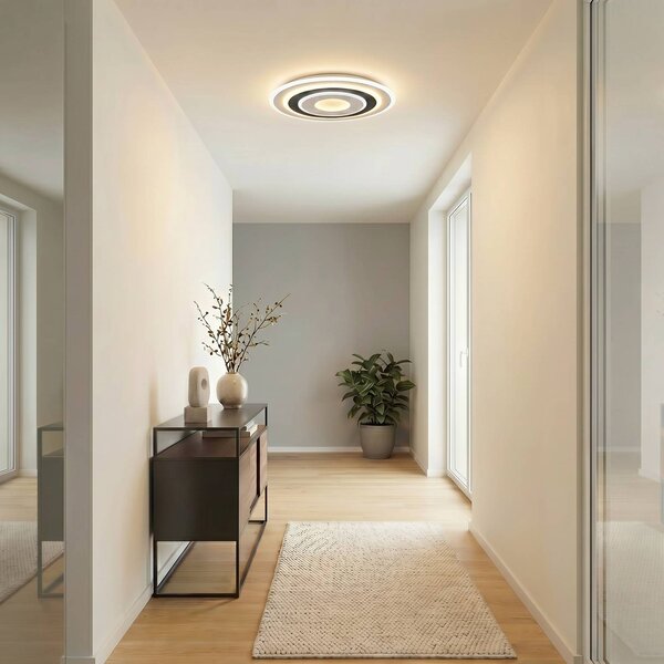 Lindby stropné LED svetlo Rebeka, okrúhle, Ø 70 cm, stmievateľné, Biela / opálová, Obývacia izba / jedáleň, Plast, Moderný, Závesné svietidlo