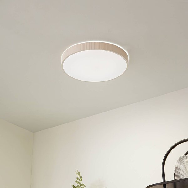Stropné LED svetlo Lindby Zylo, béžové, Ø 49 cm, stmievateľné, Krémová / jantárovo žltá, Obývacia izba / jedáleň, Plast, Závesné svietidlo