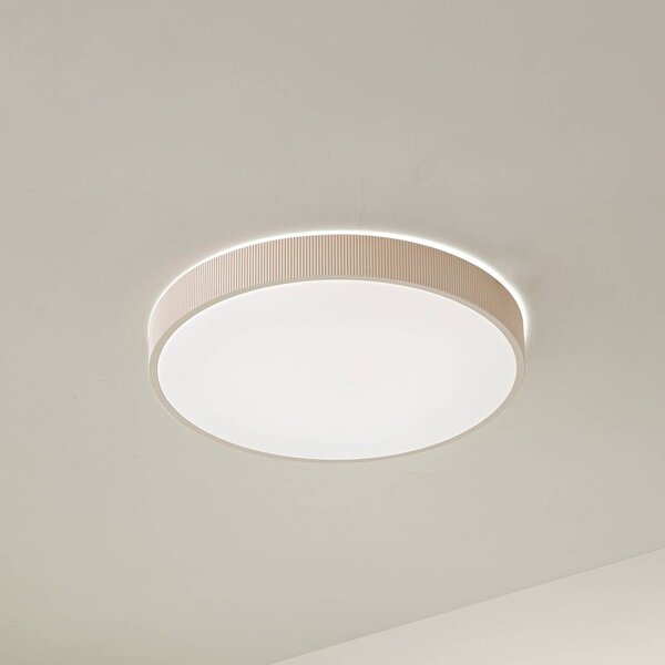 Stropné LED svetlo Lindby Zylo, béžové, Ø 49 cm, stmievateľné, Krémová / jantárovo žltá, Obývacia izba / jedáleň, Plast, Závesné svietidlo