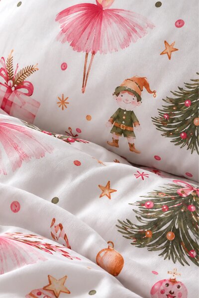 Saténová posteľná bielizeň XMASS BALERINA vianočná Rozmer: 100x135 cm