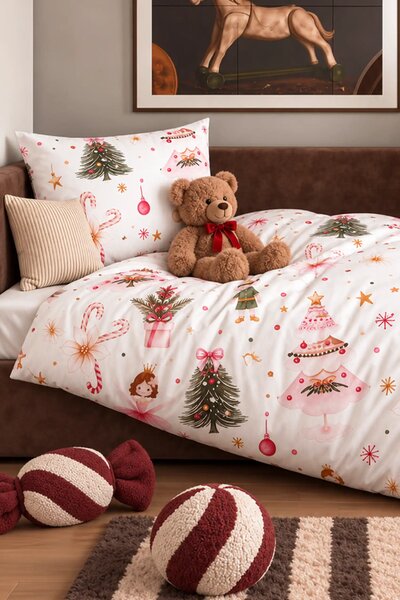 Saténová posteľná bielizeň XMASS BALERINA vianočná Rozmer: 100x135 cm