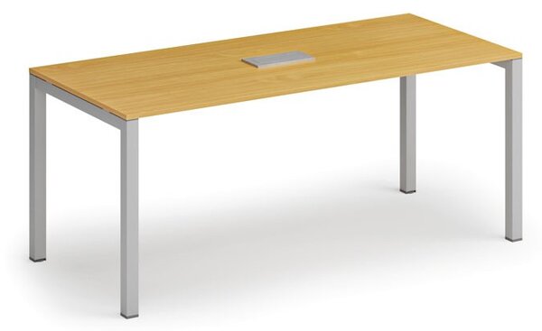 Rokovací stôl PRIMO SQUARE, 180x80 cm, buk + stolová zásuvka TYP VI, strieborná