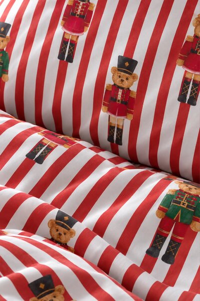 Saténová posteľná bielizeň XMASS NUTCRACKER BEAR vianočná Rozmer: 140x200 cm