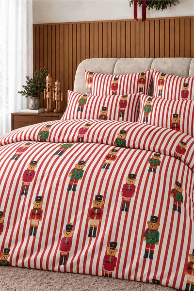 Saténová posteľná bielizeň XMASS NUTCRACKER BEAR vianočná Rozmer: 140x200 cm