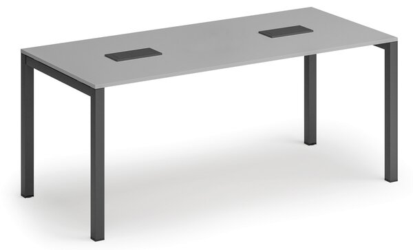 Rokovací stôl PRIMO SQUARE, 180x80 cm, sivá + 2x zásuvka TYP I, čierna
