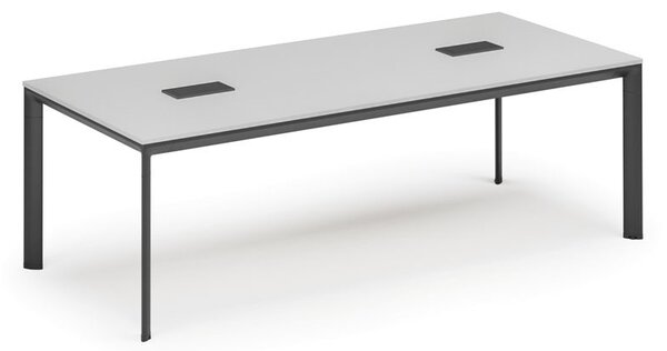 Rokovací stôl PRIMO INVITATION, 240x120 cm, biela + 2x stolná zásuvka TYP VI, čierna
