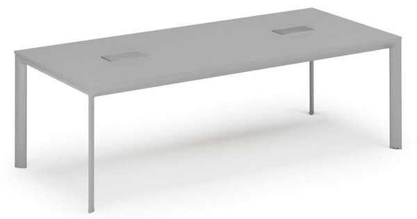 Rokovací stôl PRIMO INVITATION, 240x120 cm, sivá + 2x stolná zásuvka TYP VI, strieborná