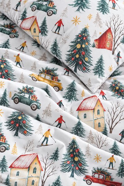 Vianočná posteľná bielizeň XMASS SKIING Rozmer: 140x200 cm
