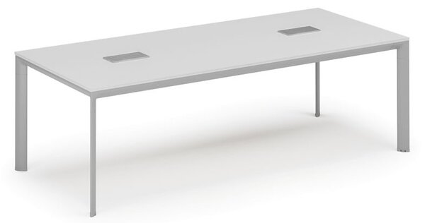 Rokovací stôl PRIMO INVITATION, 240x120 cm, biela + 2x stolná zásuvka TYP VI, strieborná