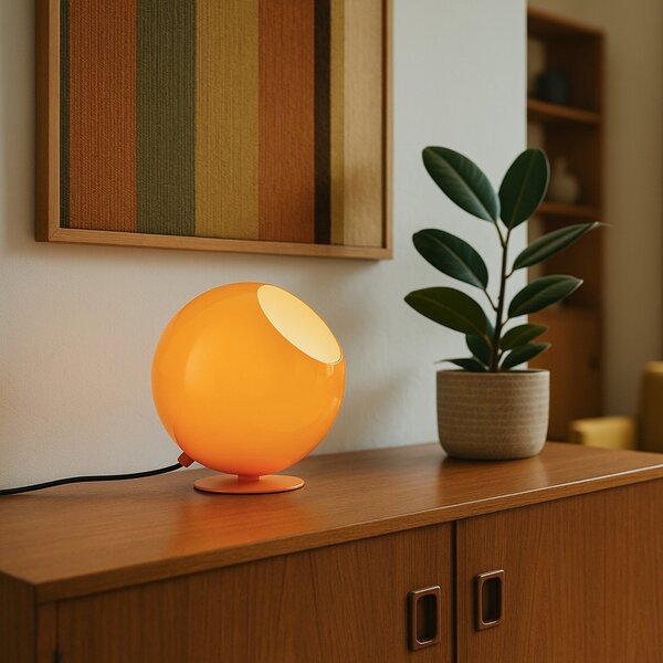 Retro stolná lampa oranžová so sklom - Mabel