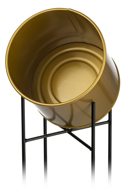 KOVOVÝ KVETINÁČ SO STOJANOM GLAMOUR 75X24 CM ZLATÁ/ČIERNA