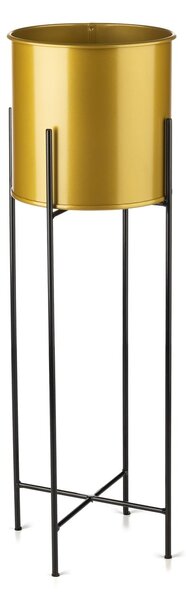 KOVOVÝ KVETINÁČ SO STOJANOM GLAMOUR 75X24 CM ZLATÁ/ČIERNA