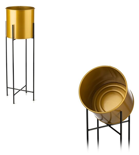 KOVOVÝ KVETINÁČ SO STOJANOM GLAMOUR 75X24 CM ZLATÁ/ČIERNA