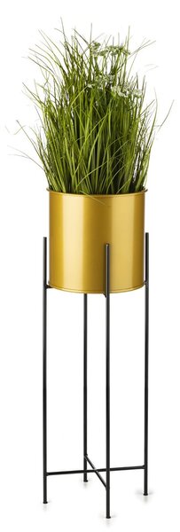 KOVOVÝ KVETINÁČ SO STOJANOM GLAMOUR 75X24 CM ZLATÁ/ČIERNA