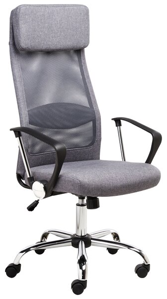 Kancelárska stolička sivá sieťovina výškovo nastaviteľná otočná s opierkami ergonomický tvar moderný štýl pracovňa