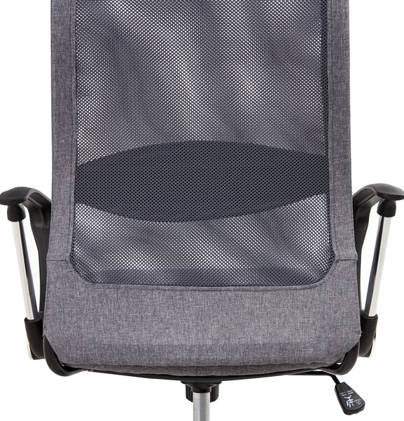 Kancelárska stolička sivá sieťovina výškovo nastaviteľná otočná s opierkami ergonomický tvar moderný štýl pracovňa