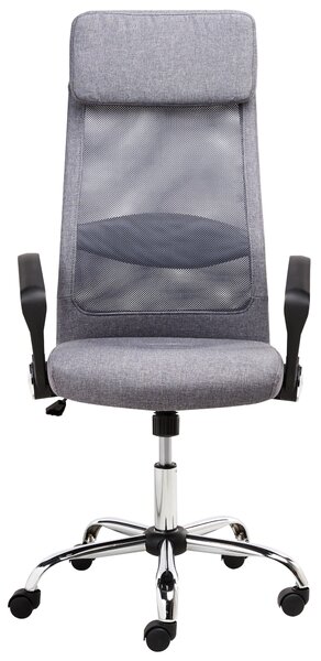 Kancelárska stolička sivá sieťovina výškovo nastaviteľná otočná s opierkami ergonomický tvar moderný štýl pracovňa
